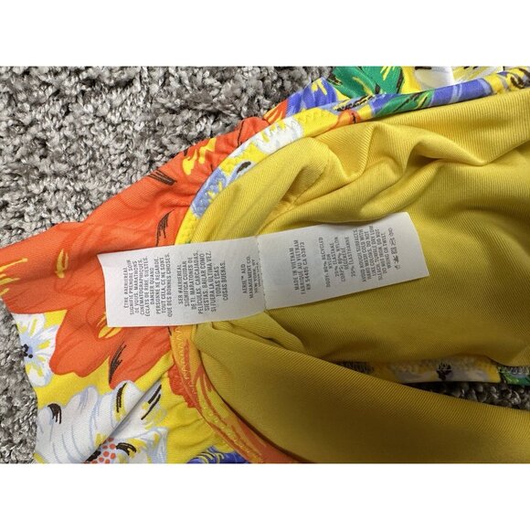 Aerie Cut Out One Piece Swimsuit M Yellow Floral Monokini Halter NWT - Picture 6 of 10